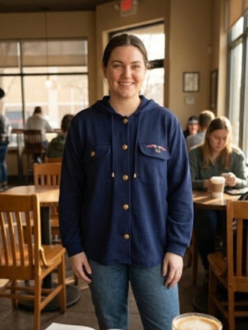 Janeve Shacket Navy Sz L Military theme